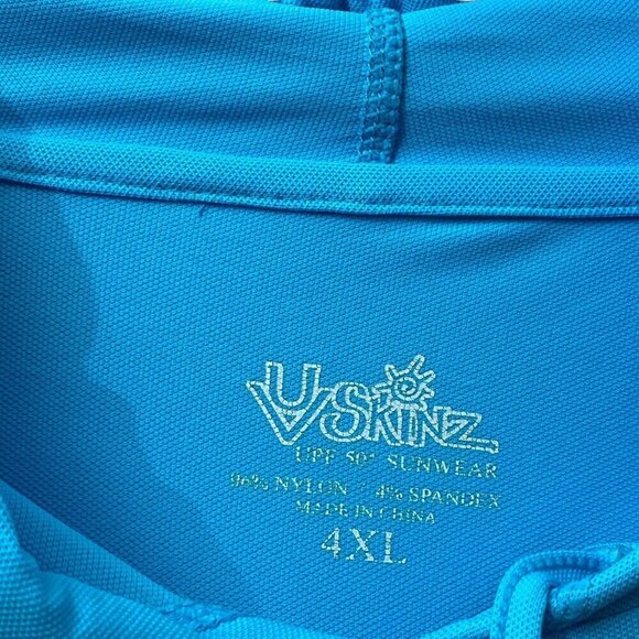 UVSKINZ Hoodie Plus Size 4XL Turquoise Blue Beach Sports Sun Coverup - Picture 7 of 12